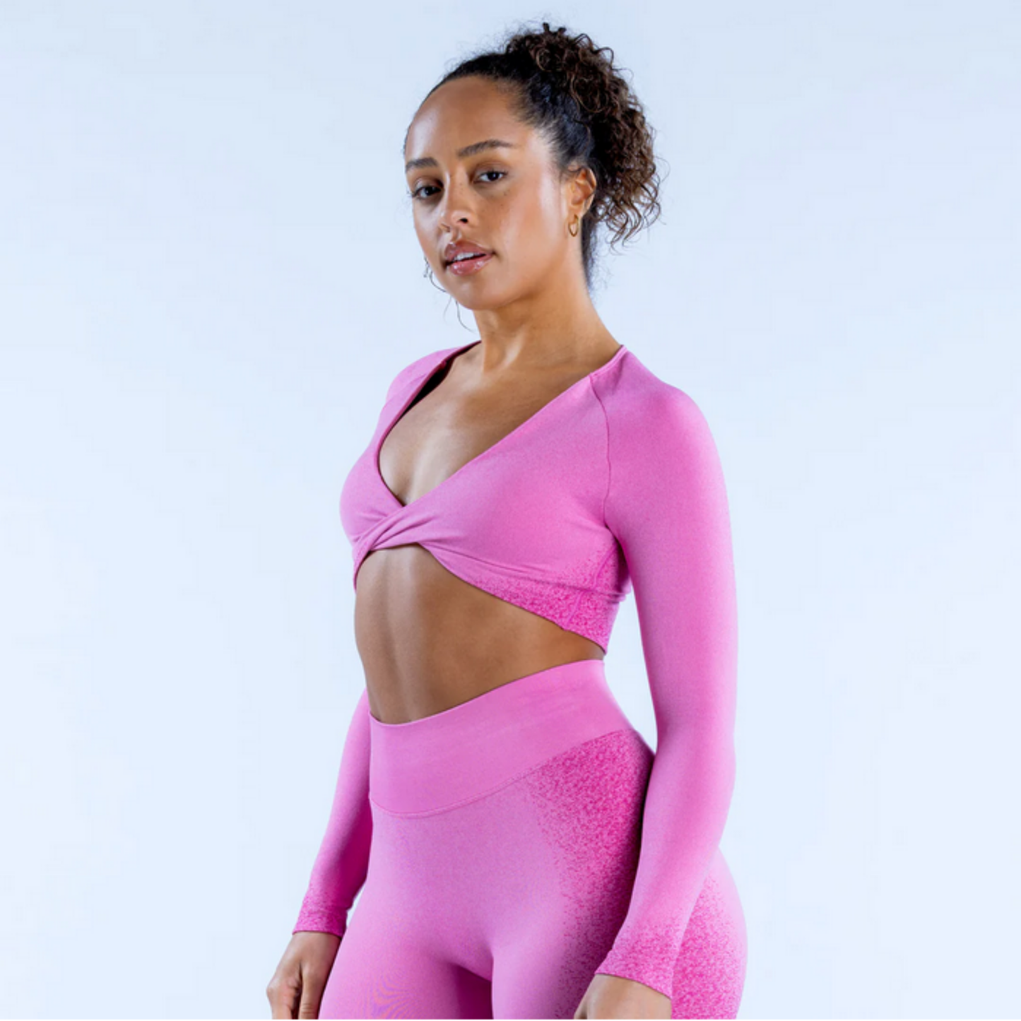 Empower Rose Pink Twist Front Crop Top