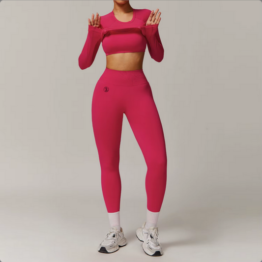 Cerise Seamless Fitted Long Sleeve Top