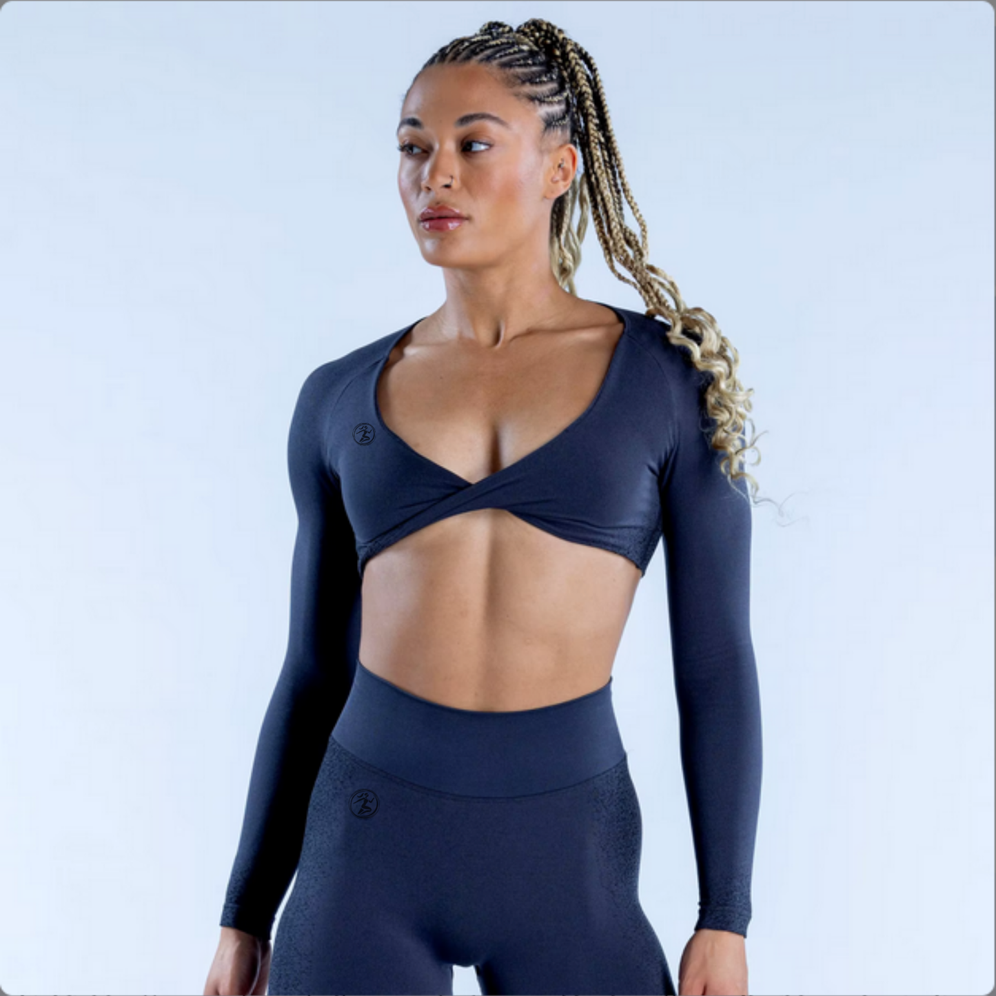 Empower Charcoal Twist Front Crop Top
