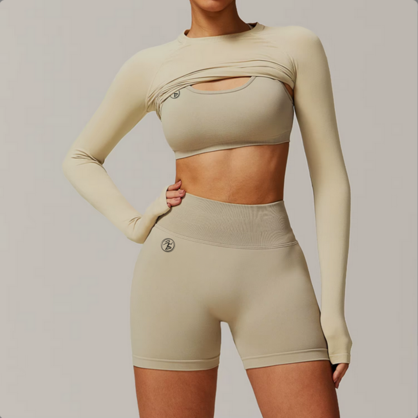 Mocha Seamless Fitted Long Sleeve Top