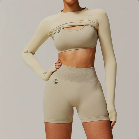 Mocha Seamless Fitted Long Sleeve Top