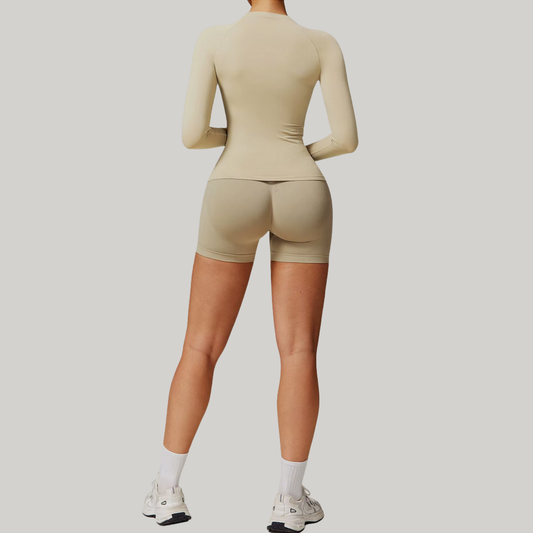 Mocha Seamless Fitted Long Sleeve Top