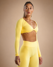 Lemon Long-sleeve crop top