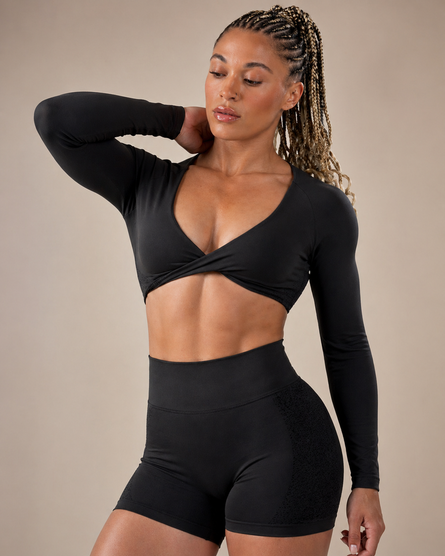 Midnight Long-sleeve crop top